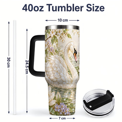 #pl[40oz|Black] Swan Pond Floral 40oz Tumbler, Stainless Steel Drinkware for Nature Lovers