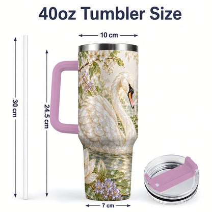 #pl[40oz|Pink] Swan Pond Floral 40oz Tumbler, Stainless Steel Drinkware for Nature Lovers