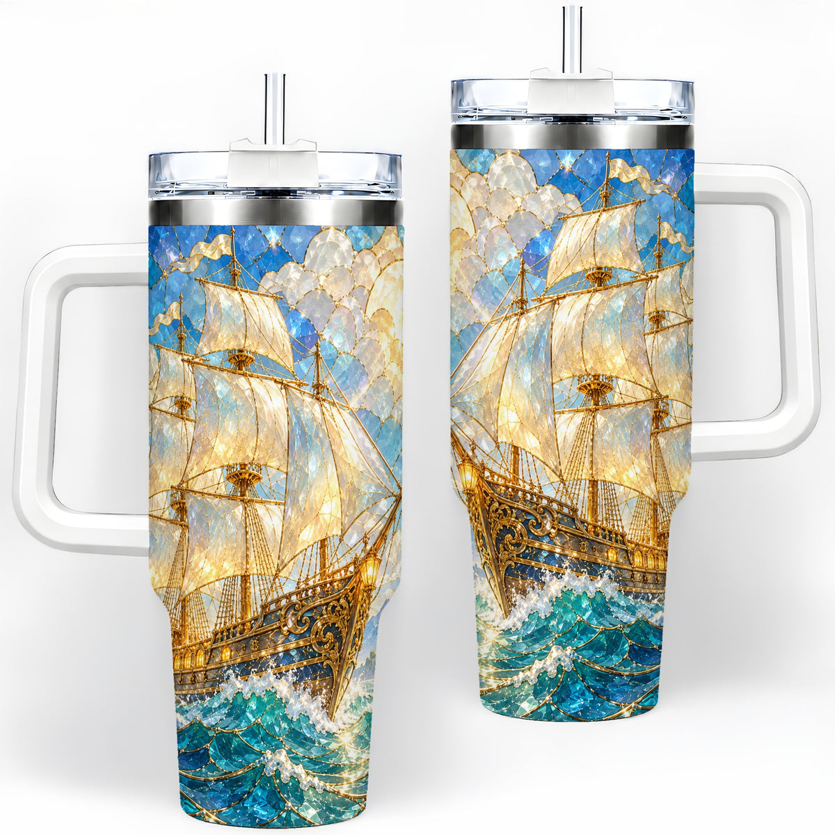 Sailing Ship 40oz Tumbler, Stainless Steel Drinkware for Nautical Fans