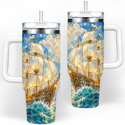 Sailing Ship 40oz Tumbler, Stainless Steel Drinkware for Nautical Fans