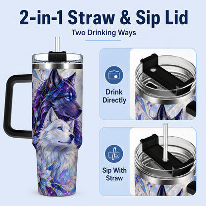 #pl[40oz|Black] Wolf Moon 40oz Tumbler, Celestial Floral Daily Drinkware