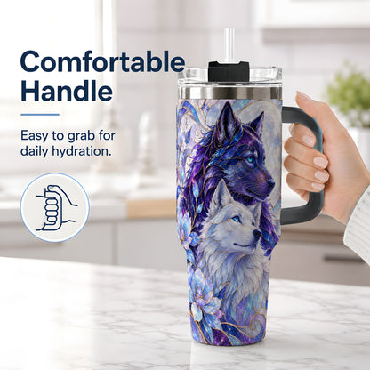 #pl[40oz|Black] Wolf Moon 40oz Tumbler, Celestial Floral Daily Drinkware