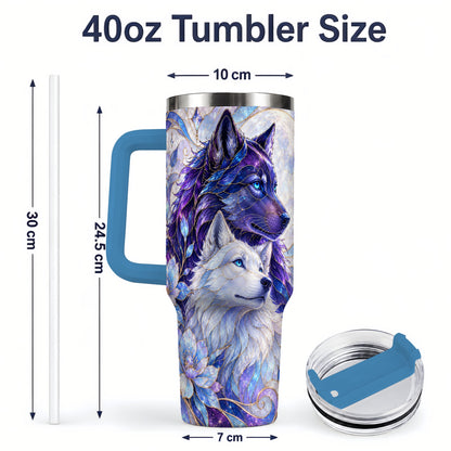 #pl[40oz|Blue] Wolf Moon 40oz Tumbler, Celestial Floral Daily Drinkware