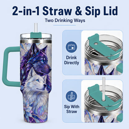 #pl[40oz|Green] Wolf Moon 40oz Tumbler, Celestial Floral Daily Drinkware