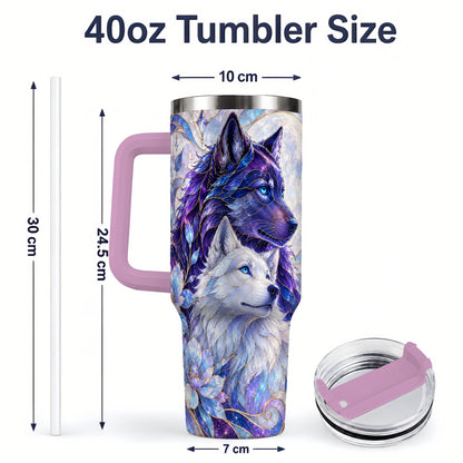 #pl[40oz|Pink] Wolf Moon 40oz Tumbler, Celestial Floral Daily Drinkware