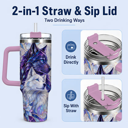 #pl[40oz|Pink] Wolf Moon 40oz Tumbler, Celestial Floral Daily Drinkware