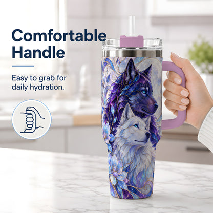 #pl[40oz|Pink] Wolf Moon 40oz Tumbler, Celestial Floral Daily Drinkware