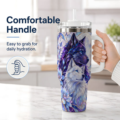 #pl[40oz|White] Wolf Moon 40oz Tumbler, Celestial Floral Daily Drinkware