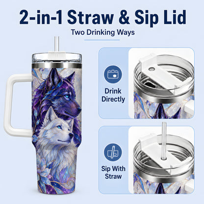 #pl[40oz|White] Wolf Moon 40oz Tumbler, Celestial Floral Daily Drinkware