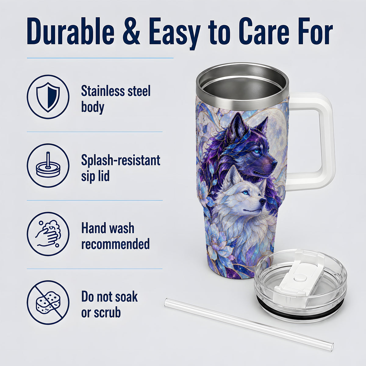 Wolf Moon 40oz Tumbler, Celestial Floral Daily Drinkware