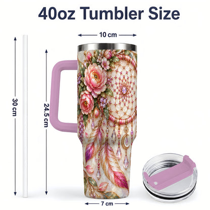 #pl[40oz|Pink] Floral Dreamcatcher 40oz Tumbler, Pink Boho Daily Drinkware