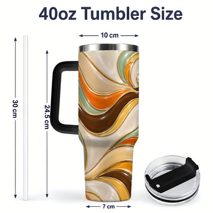 #pl[40oz|Black] Retro Abstract Waves 40oz Tumbler, Groovy Swirl Drinkware