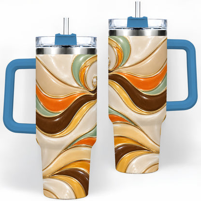 #pl[40oz|Blue] Retro Abstract Waves 40oz Tumbler, Groovy Swirl Drinkware