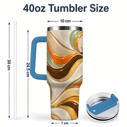 #pl[40oz|Blue] Retro Abstract Waves 40oz Tumbler, Groovy Swirl Drinkware