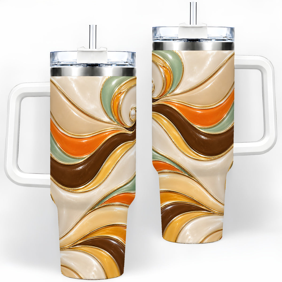 Retro Abstract Waves 40oz Tumbler, Groovy Swirl Drinkware