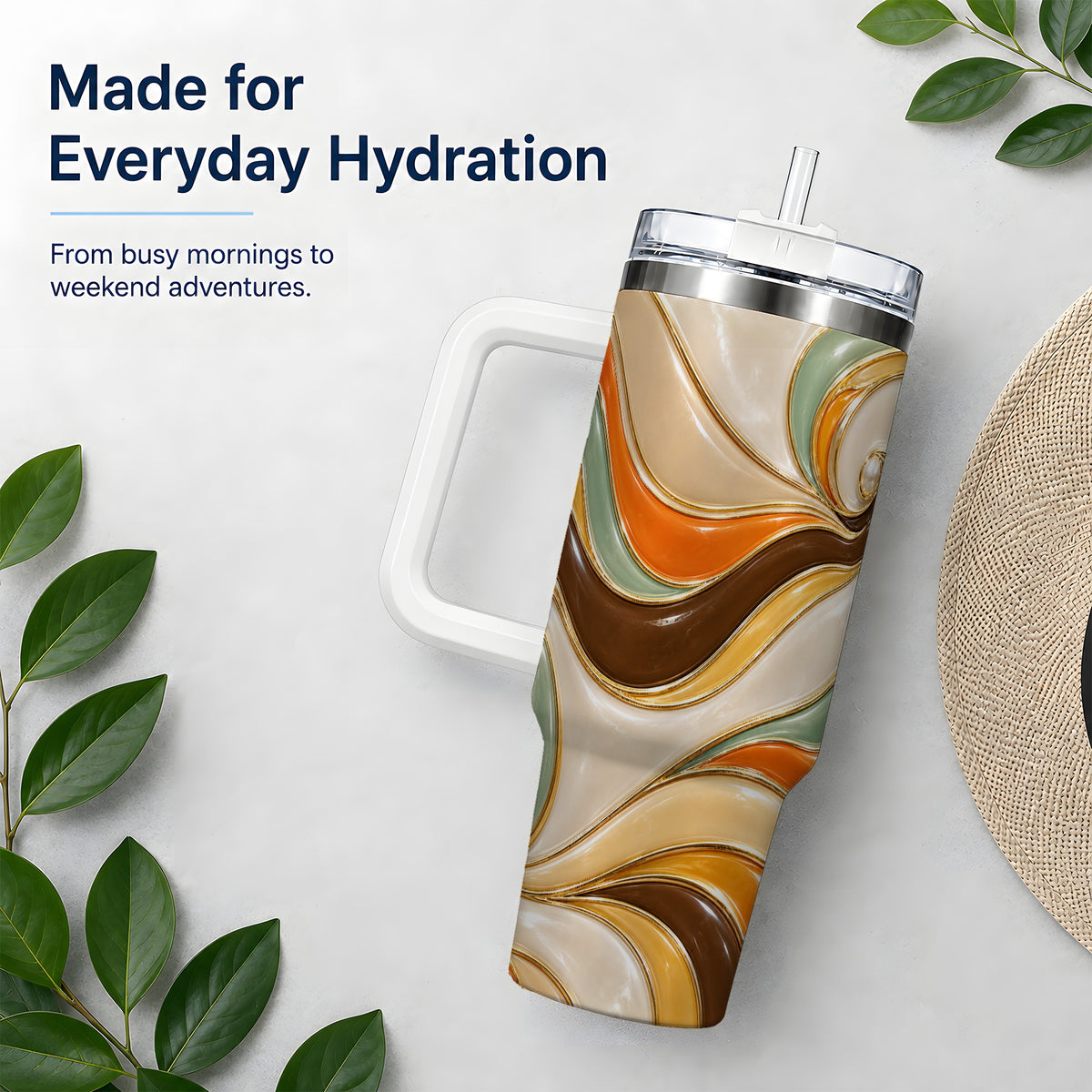 Retro Abstract Waves 40oz Tumbler, Groovy Swirl Drinkware