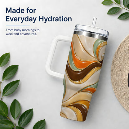 Retro Abstract Waves 40oz Tumbler, Groovy Swirl Drinkware