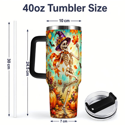 #pl[40oz|Black] Halloween Skeleton 40oz Tumbler, Autumn Pumpkin Drinkware