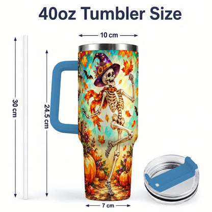 #pl[40oz|Blue] Halloween Skeleton 40oz Tumbler, Autumn Pumpkin Drinkware