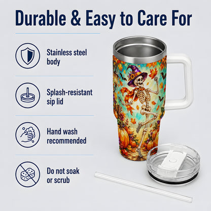 Halloween Skeleton 40oz Tumbler, Autumn Pumpkin Drinkware