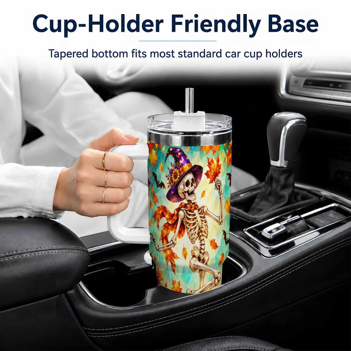 Halloween Skeleton 40oz Tumbler, Autumn Pumpkin Drinkware