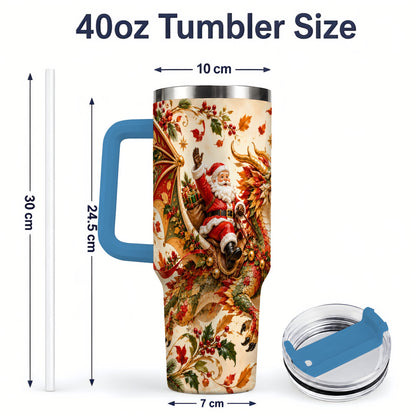 #pl[40oz|Blue] Santa Dragon Christmas 40oz Tumbler, Festive Holiday Drinkware