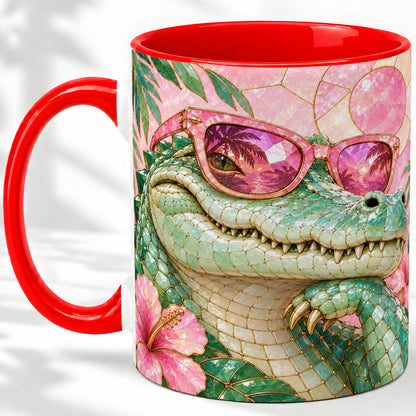 Sunglasses Alligator Accent Mug, Tropical Ceramic Drinkware
