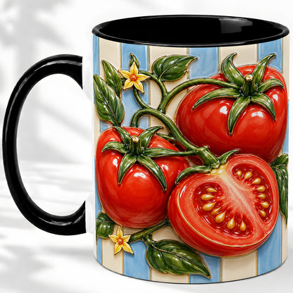 #pl[11oz|Black] Tomato Garden Accent Mug, Ceramic Drinkware for Kitchen Decor Fans