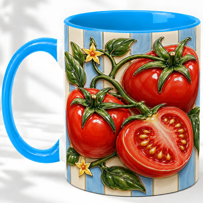 #pl[11oz|Blue] Tomato Garden Accent Mug, Ceramic Drinkware for Kitchen Decor Fans