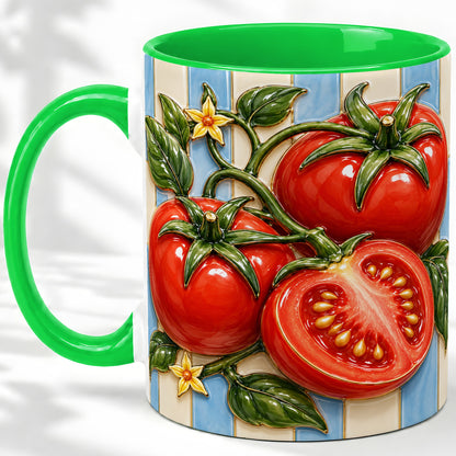 #pl[11oz|Green] Tomato Garden Accent Mug, Ceramic Drinkware for Kitchen Decor Fans