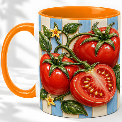 #pl[11oz|Orange] Tomato Garden Accent Mug, Ceramic Drinkware for Kitchen Decor Fans