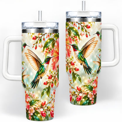 Hummingbird Hibiscus 40oz Tumbler, Stainless Steel Drinkware