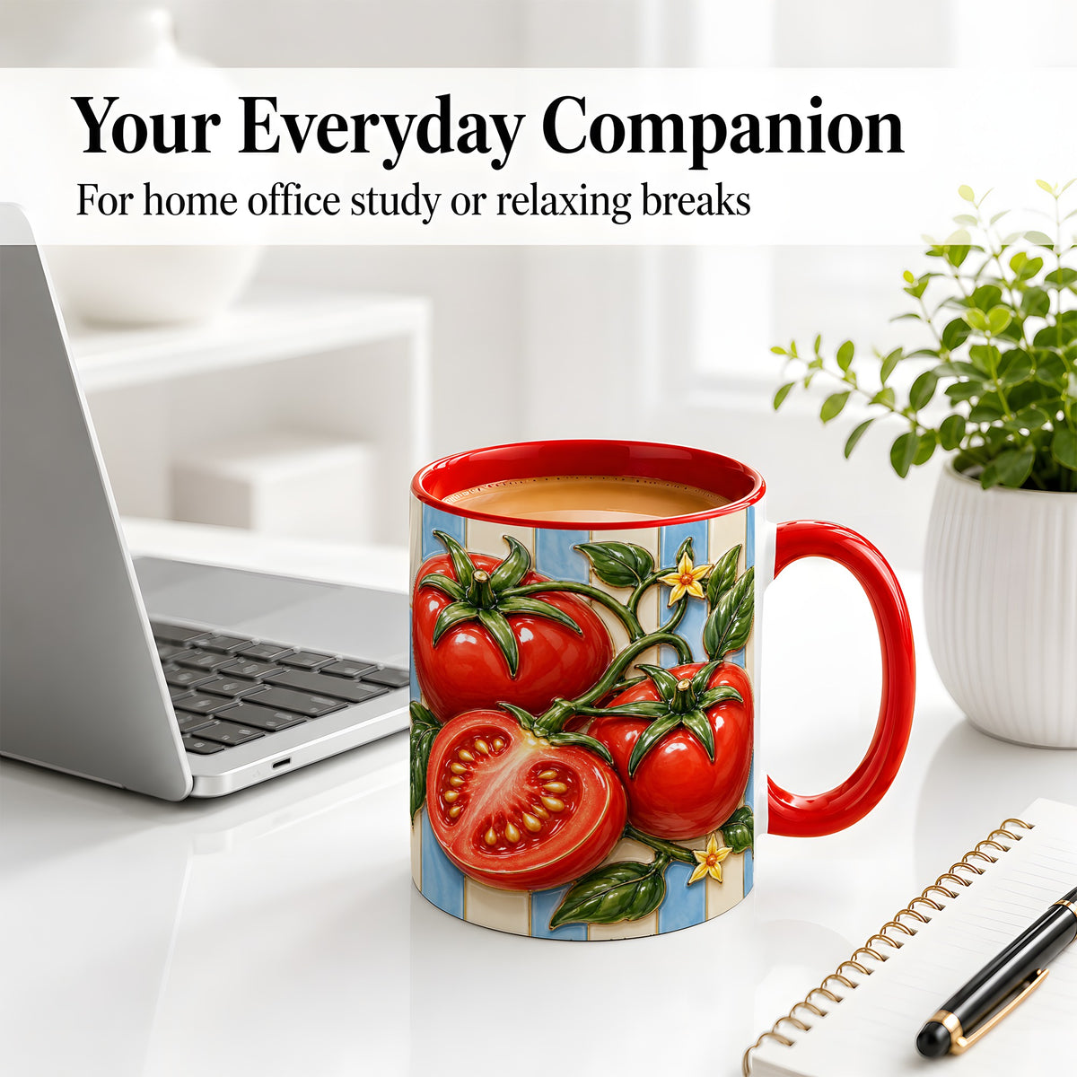 #pl[11oz|Red] Tomato Garden Accent Mug, Ceramic Drinkware for Kitchen Decor Fans
