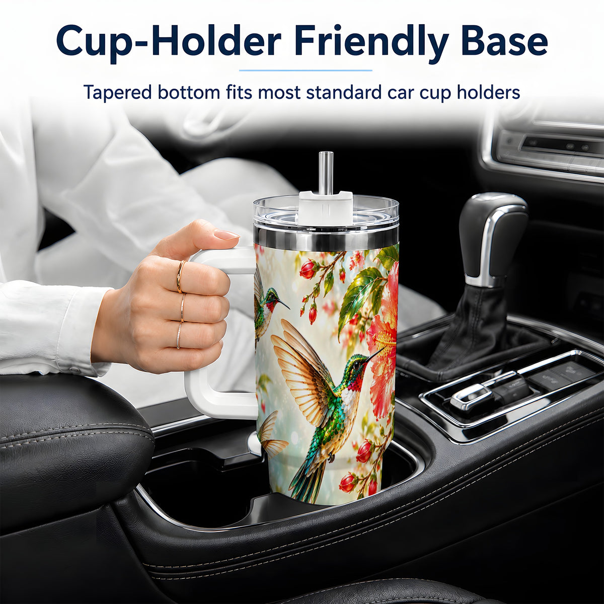 Hummingbird Hibiscus 40oz Tumbler, Stainless Steel Drinkware