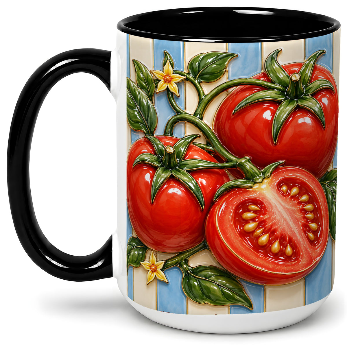 #pl[15oz|Black] Tomato Garden Accent Mug, Ceramic Drinkware for Kitchen Decor Fans