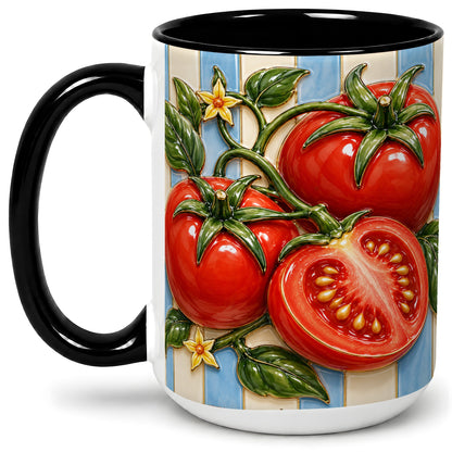 #pl[15oz|Black] Tomato Garden Accent Mug, Ceramic Drinkware for Kitchen Decor Fans