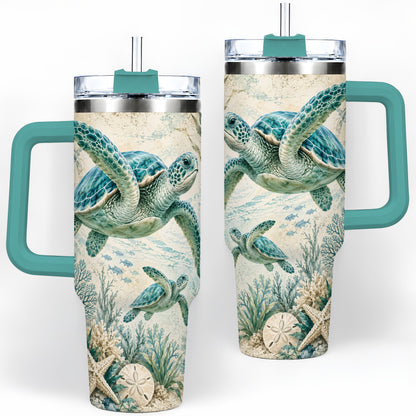 #pl[40oz|Green] Sea Turtle Coastal 40oz Tumbler, Stainless Steel Drinkware