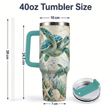 #pl[40oz|Green] Sea Turtle Coastal 40oz Tumbler, Stainless Steel Drinkware