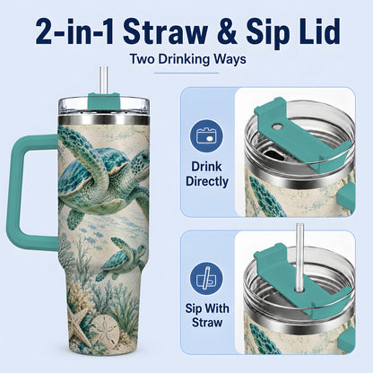 #pl[40oz|Green] Sea Turtle Coastal 40oz Tumbler, Stainless Steel Drinkware