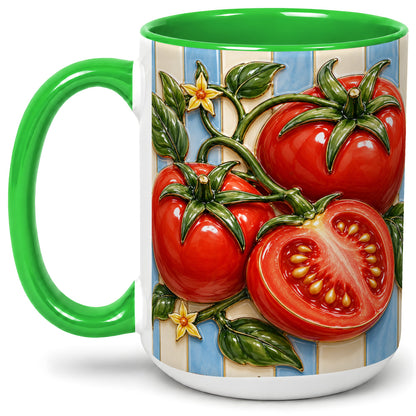 #pl[15oz|Green] Tomato Garden Accent Mug, Ceramic Drinkware for Kitchen Decor Fans