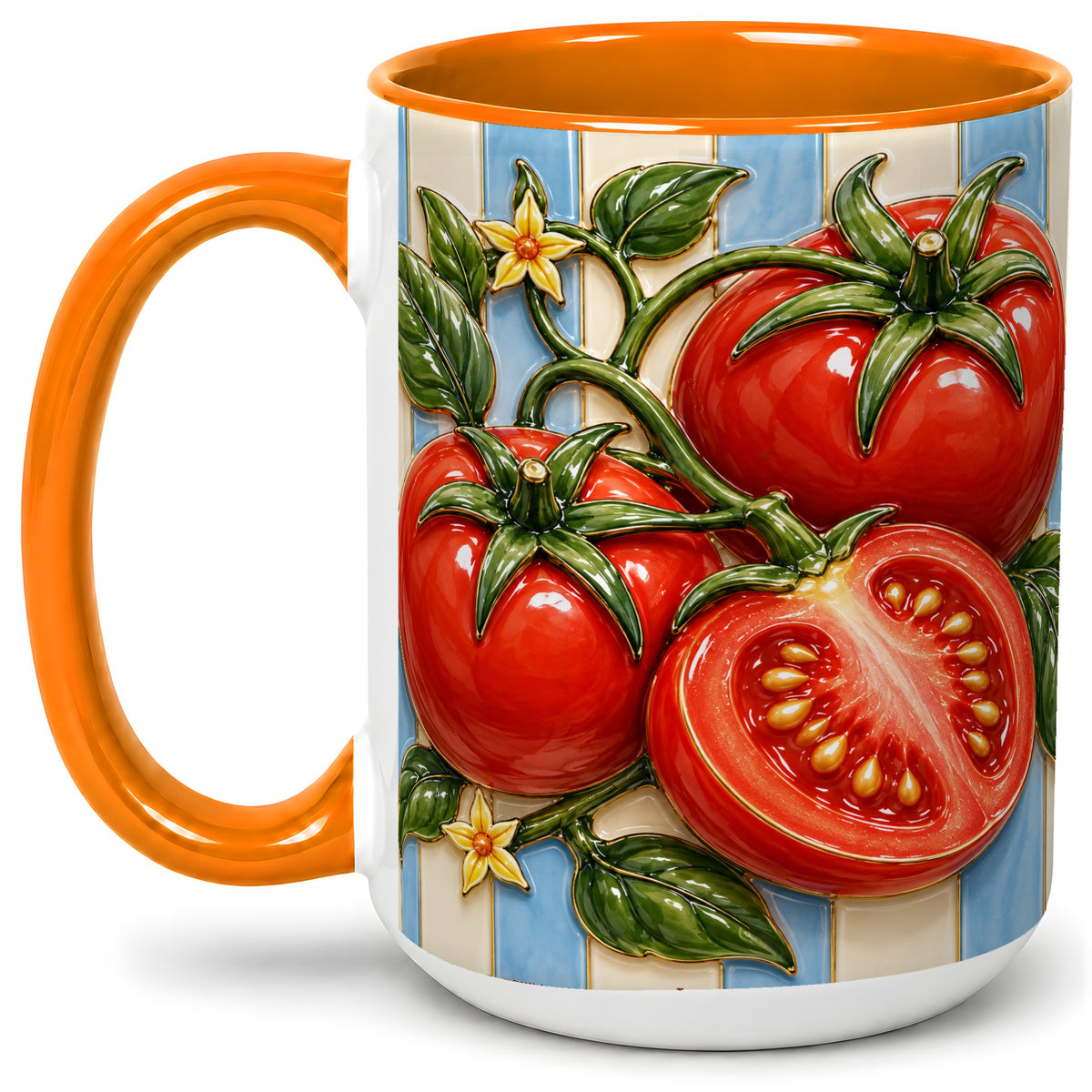 #pl[15oz|Orange] Tomato Garden Accent Mug, Ceramic Drinkware for Kitchen Decor Fans