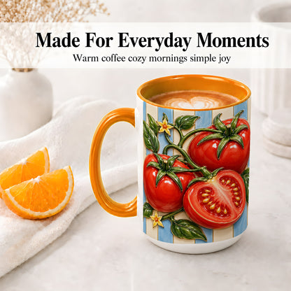 #pl[15oz|Orange] Tomato Garden Accent Mug, Ceramic Drinkware for Kitchen Decor Fans