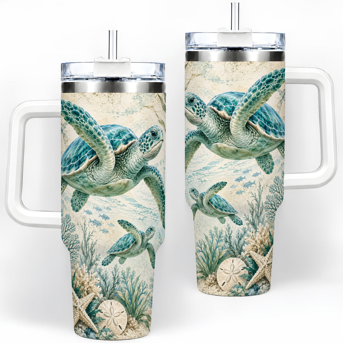 Sea Turtle Coastal 40oz Tumbler, Stainless Steel Drinkware