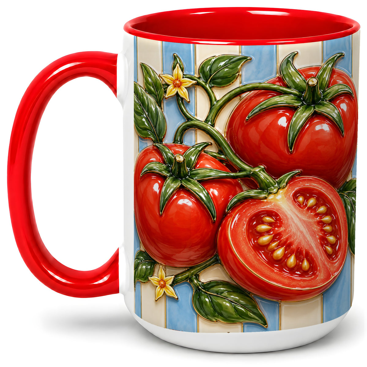 #pl[15oz|Red] Tomato Garden Accent Mug, Ceramic Drinkware for Kitchen Decor Fans