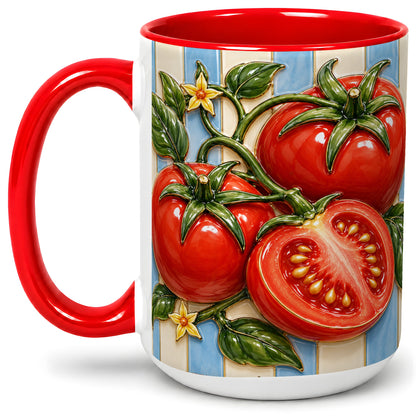 #pl[15oz|Red] Tomato Garden Accent Mug, Ceramic Drinkware for Kitchen Decor Fans