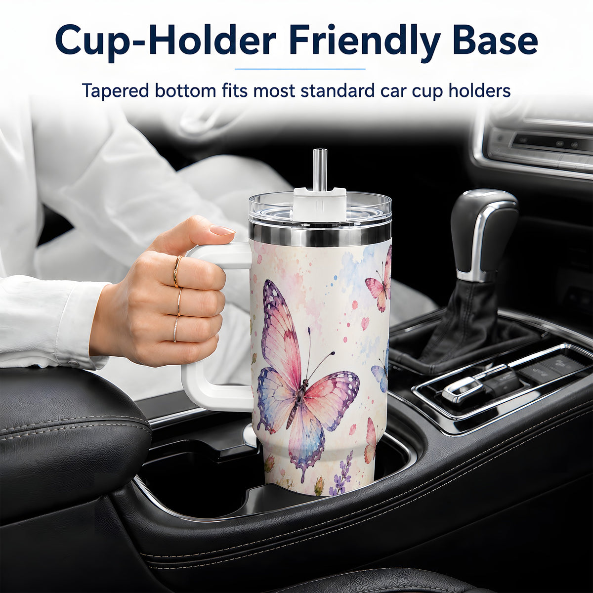 Watercolor Butterfly Wildflower 40oz Tumbler, Stainless Steel