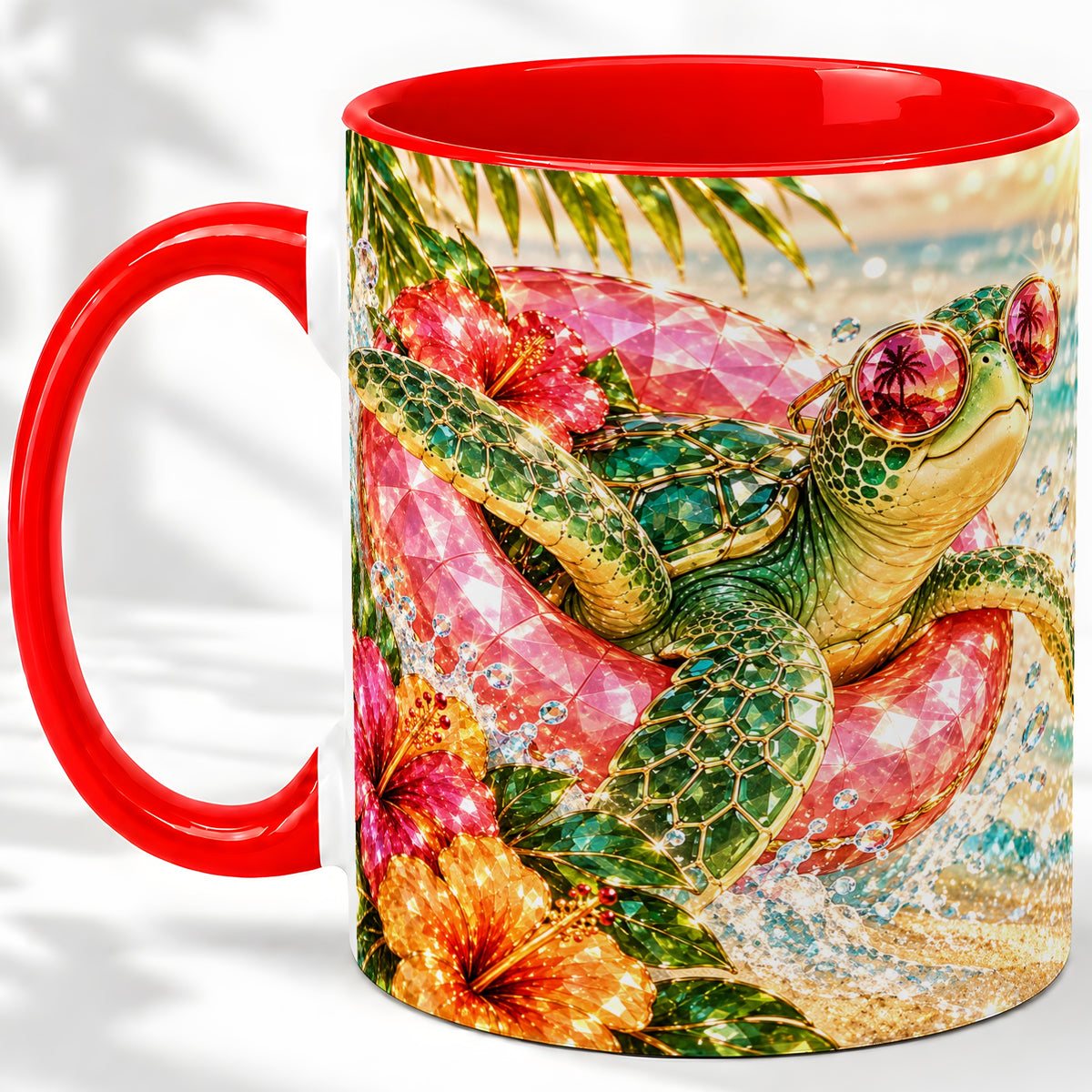 Tropical Sea Turtle Accent Mug, Ceramic Drinkware for Beach Fans