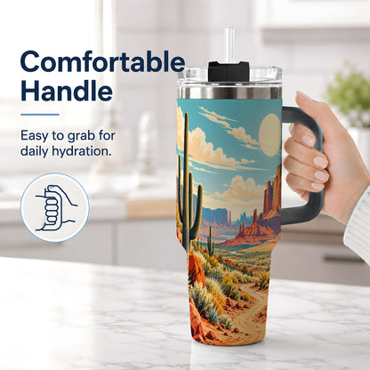 #pl[40oz|Black] Desert Cactus 40oz Tumbler, Drinkware for Desert Lovers