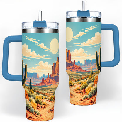 #pl[40oz|Blue] Desert Cactus 40oz Tumbler, Drinkware for Desert Lovers
