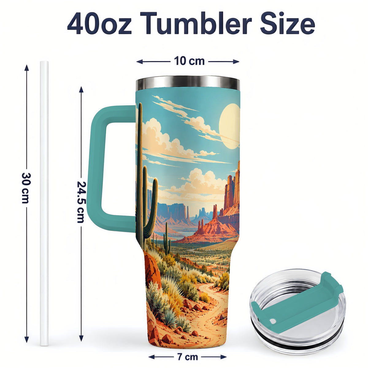 #pl[40oz|Green] Desert Cactus 40oz Tumbler, Drinkware for Desert Lovers